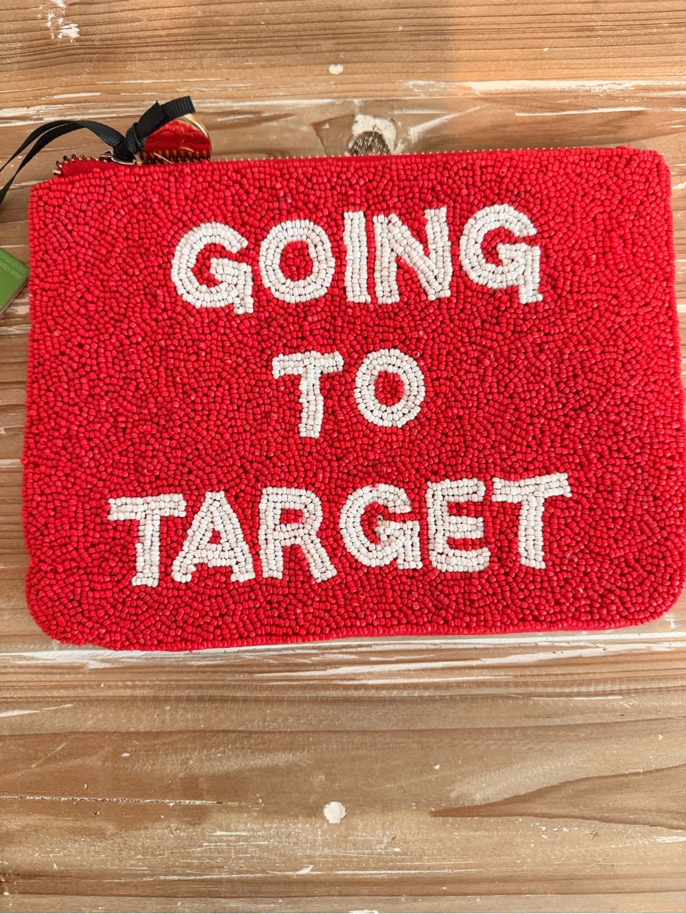 NWT Kate Spade x Target Going to Target Red Beaded Zip Pouch Clutch
